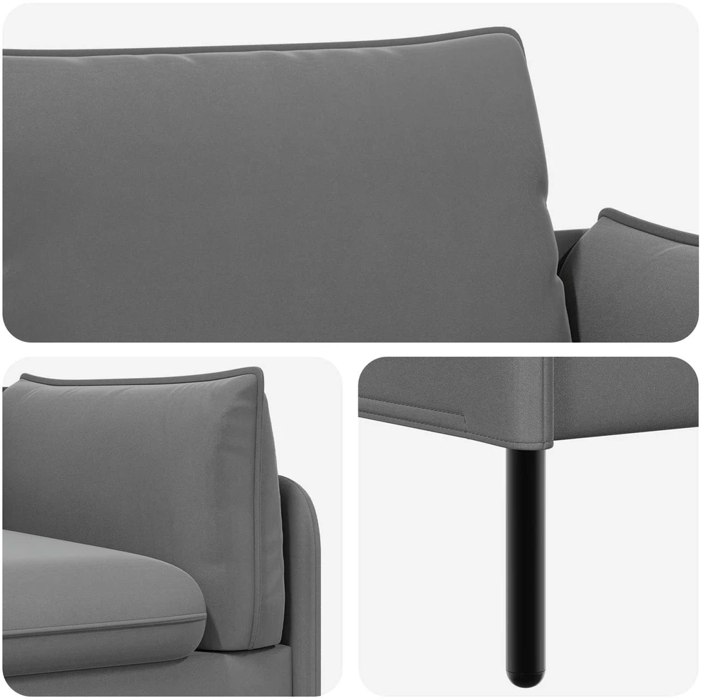 Dvitaškė sofa 2 vietos Tamsiai pilka 188 x 81 x 89 cm Aksomas