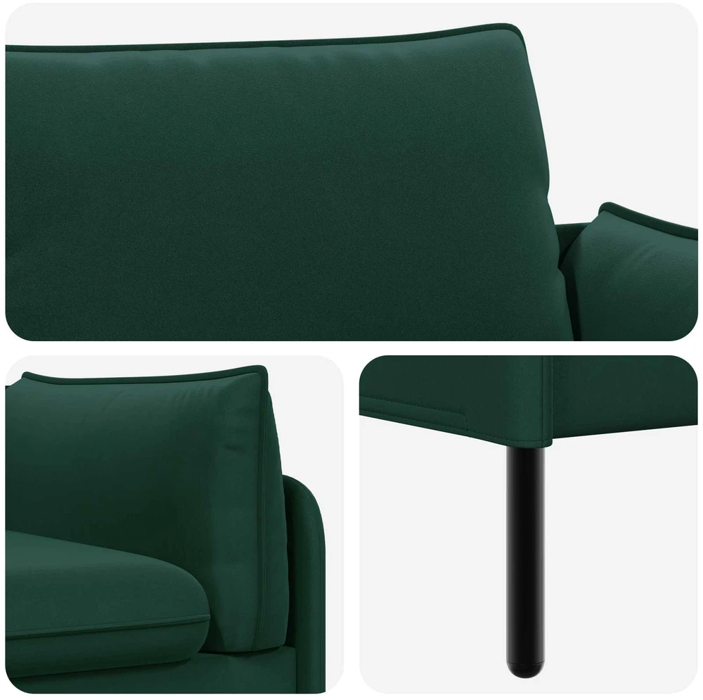 Dvitaškė sofa 2 vietos Tamsiai žalia 188 x 81 x 89 cm Aksomas
