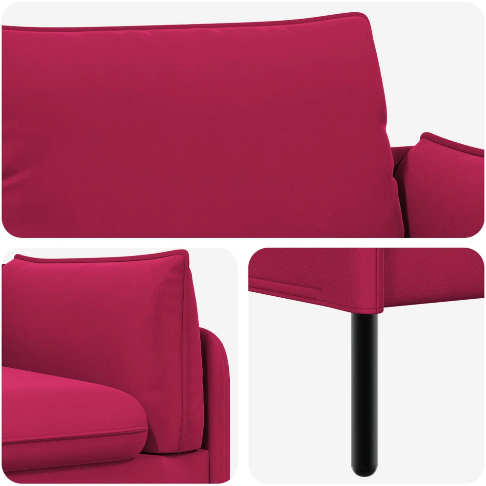 Dvitaškė sofa 2 vietos Vyno raudona 188 x 81 x 89 cm Aksomas