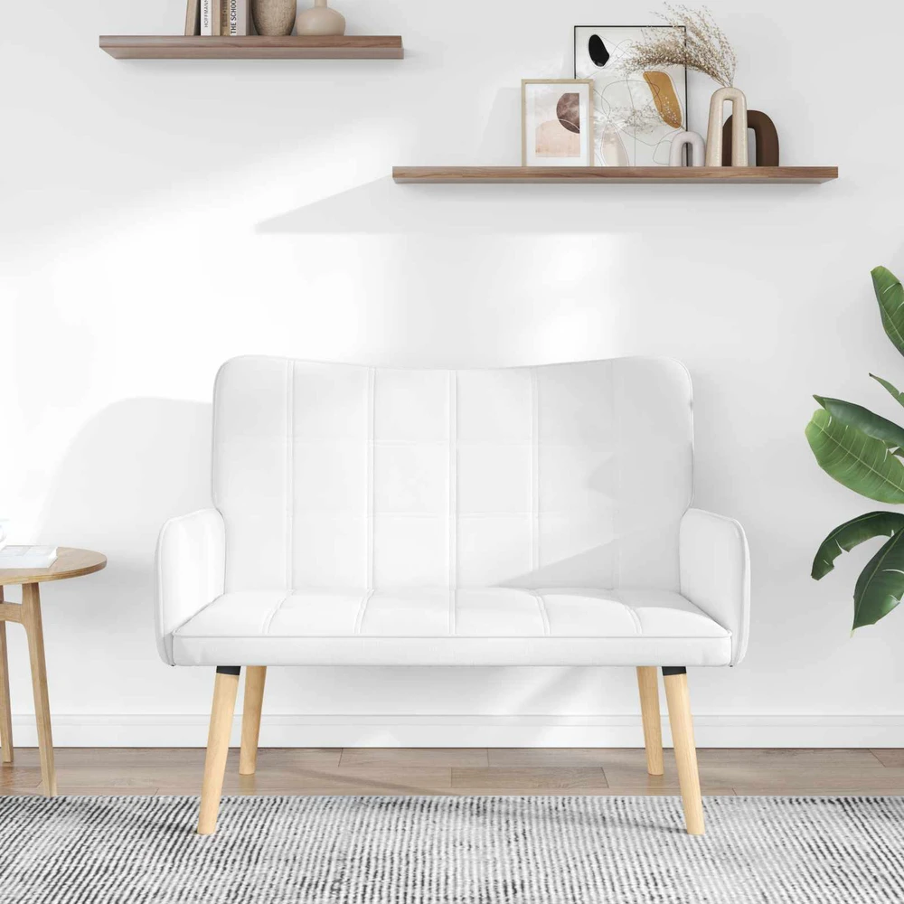 Dvitaškė sofa Balta 115 x 61 x 87 cm Audinys