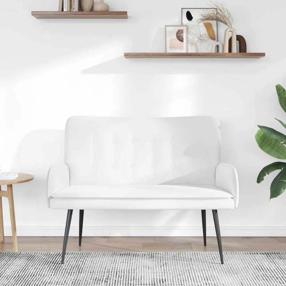 Dvitaškė sofa Balta 115 x 61 x 87 cm Audinys