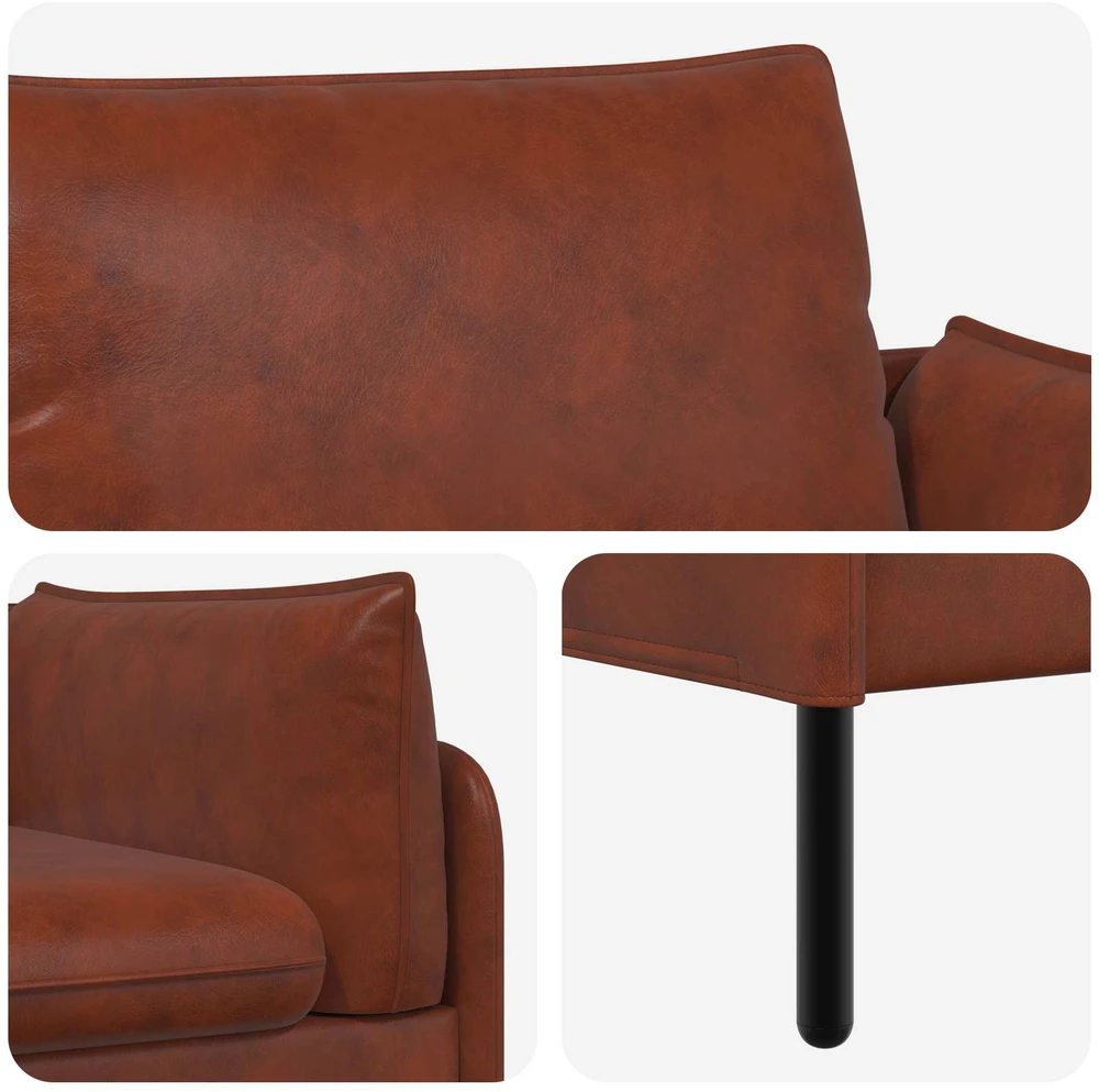 Dvitaškė sofa Blizgus Rudas 188 x 81 x 89 cm Dirbtinė oda