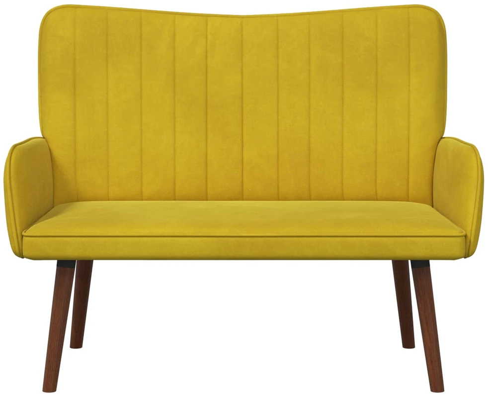 Dvitaškė sofa Geltona 115 x 61 x 87 cm Aksomas