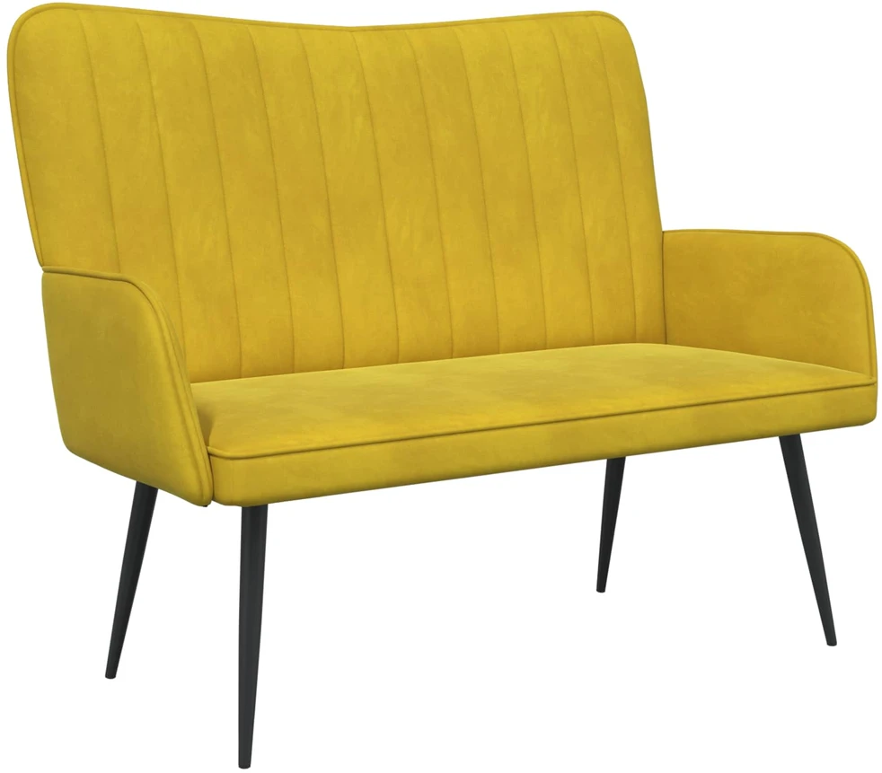Dvitaškė sofa Geltona 115 x 61 x 87 cm Aksomas