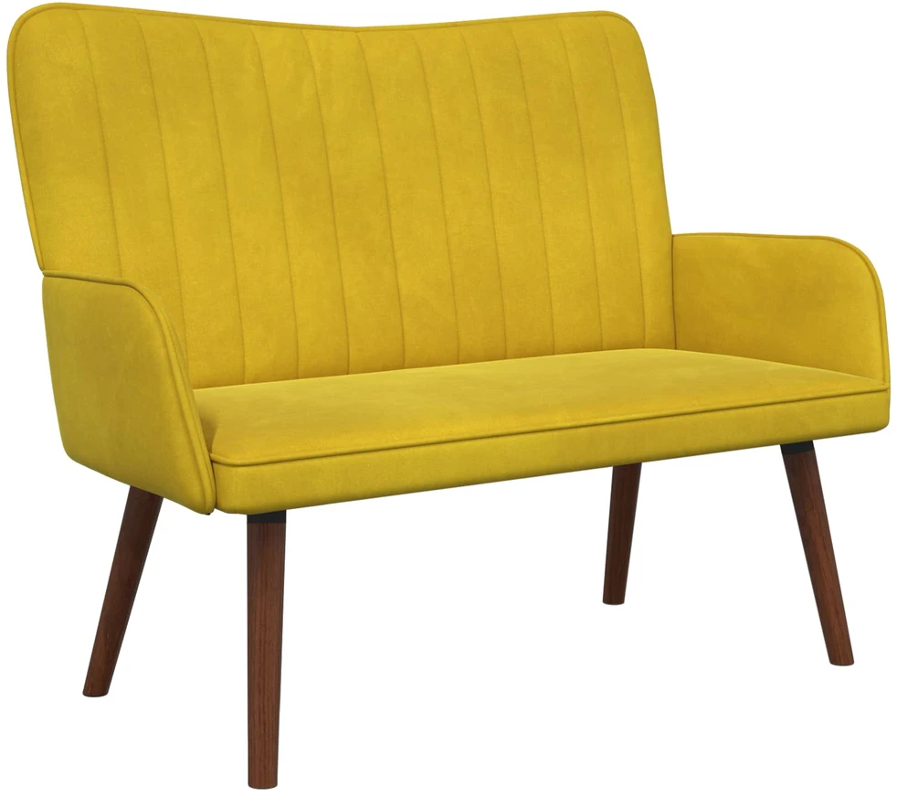 Dvitaškė sofa Geltona 115 x 61 x 87 cm Aksomas