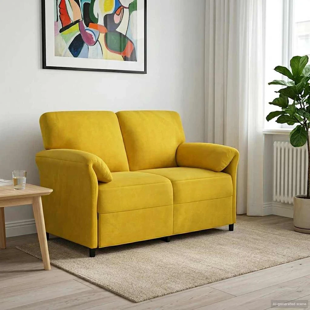 Dvitaškė sofa Geltona 138 x 83 x 95 cm Aksomas