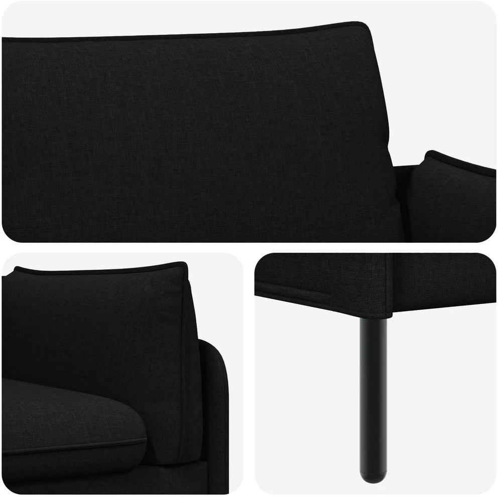 Dvitaškė sofa Juoda 188 x 81 x 89 cm Audinys