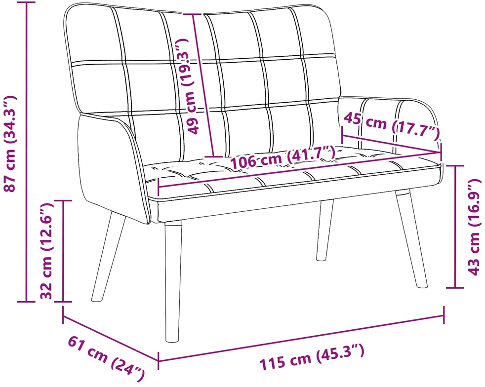 Dvitaškė sofa Kreminė 115 x 61 x 87 cm Audinys