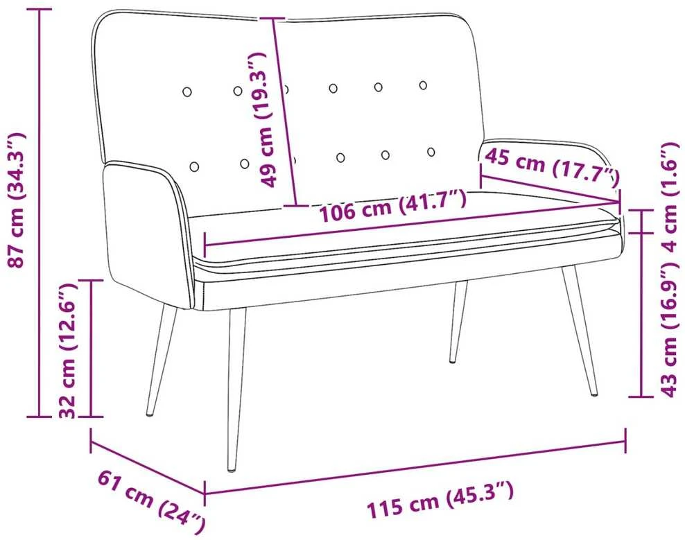 Dvitaškė sofa Kreminė 115 x 61 x 87 cm Audinys