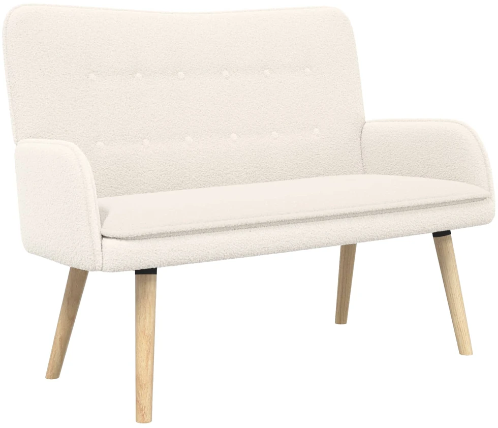 Dvitaškė sofa Kreminė 115 x 61 x 87 cm Bouclé