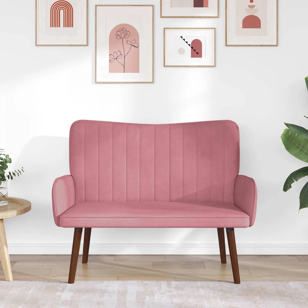Dvitaškė sofa Rožinė 115 x 61 x 87 cm Aksomas