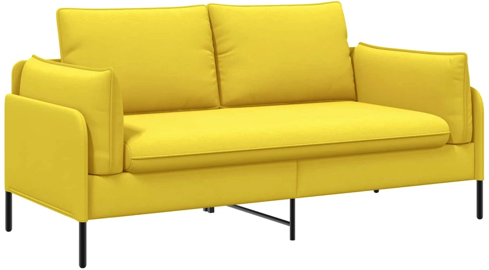 Dvitaškė sofa Šviesi geltona 188 x 81 x 89 cm Audinys