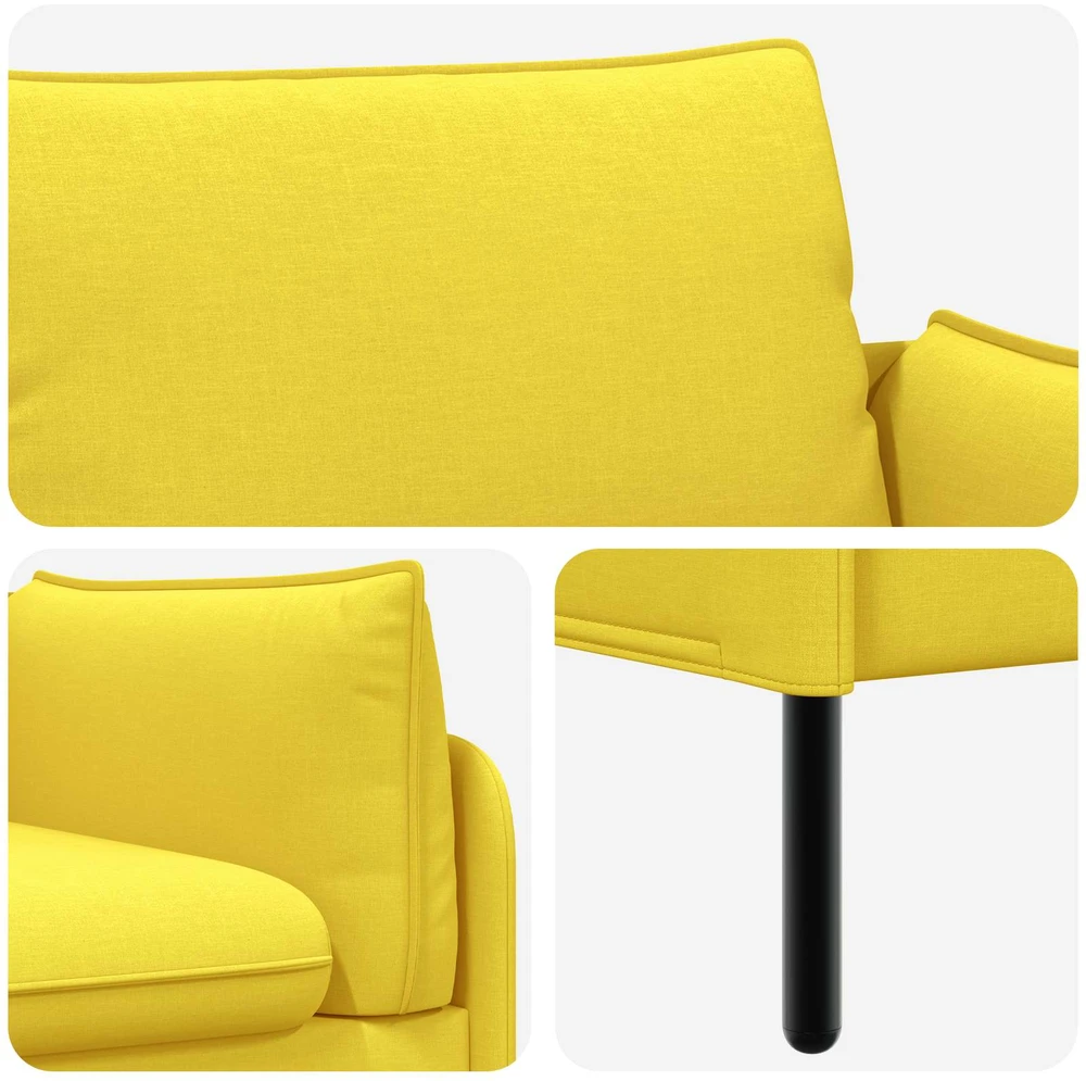 Dvitaškė sofa Šviesi geltona 188 x 81 x 89 cm Audinys
