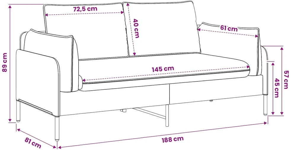 Dvitaškė sofa Tamsiai rudas 188 x 81 x 89 cm Audinys