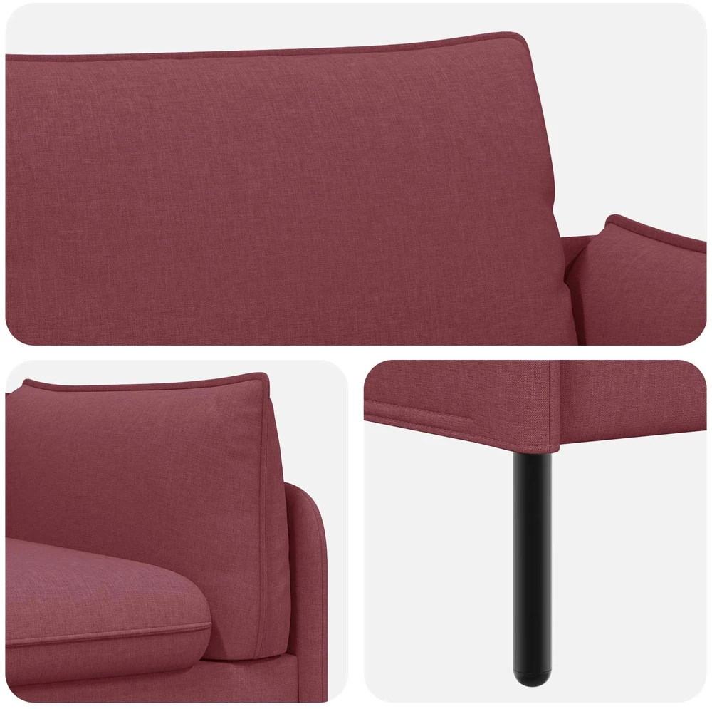 Dvitaškė sofa Vyno raudona 188 x 81 x 89 cm Audinys