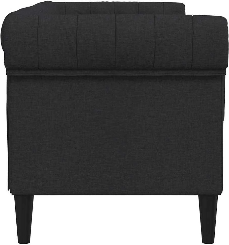 Dvivietė chesterfield sofa, juodos spalvos, audinys
