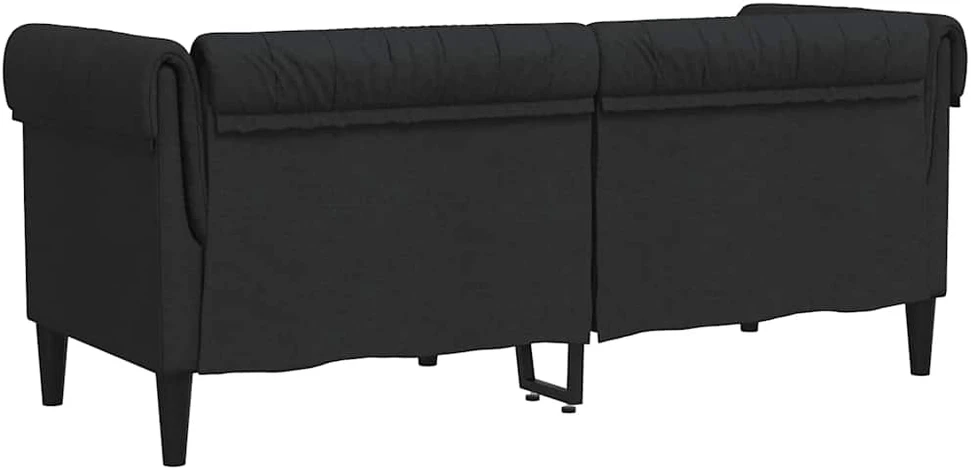 Dvivietė chesterfield sofa, juodos spalvos, audinys