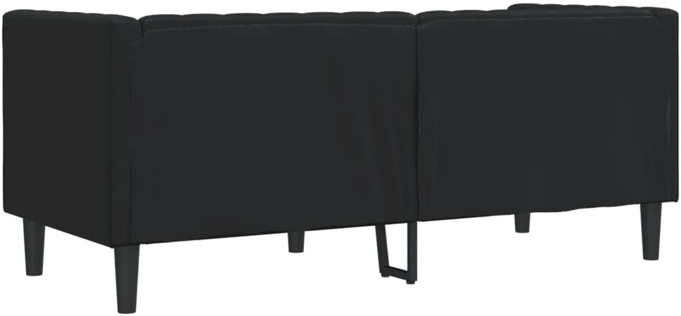 Dvivietė chesterfield sofa, juodos spalvos, dirbtinė oda