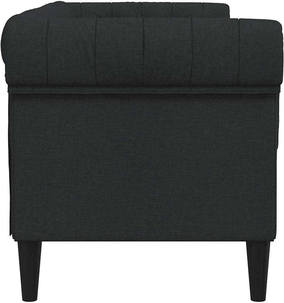 Dvivietė chesterfield sofa, juodos spalvos, audinys
