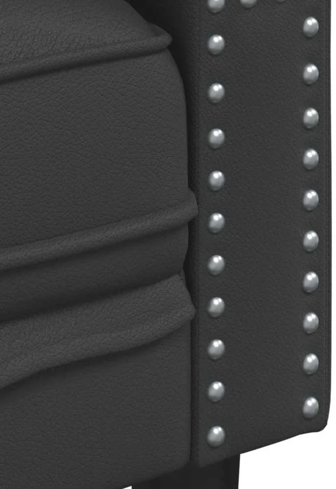 Dvivietė chesterfield sofa, juodos spalvos, dirbtinė oda