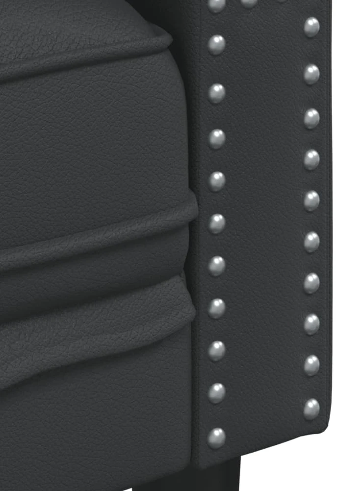 Dvivietė chesterfield sofa, juodos spalvos, dirbtinė oda
