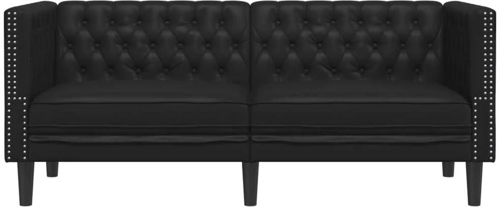 Dvivietė chesterfield sofa, juodos spalvos, dirbtinė oda