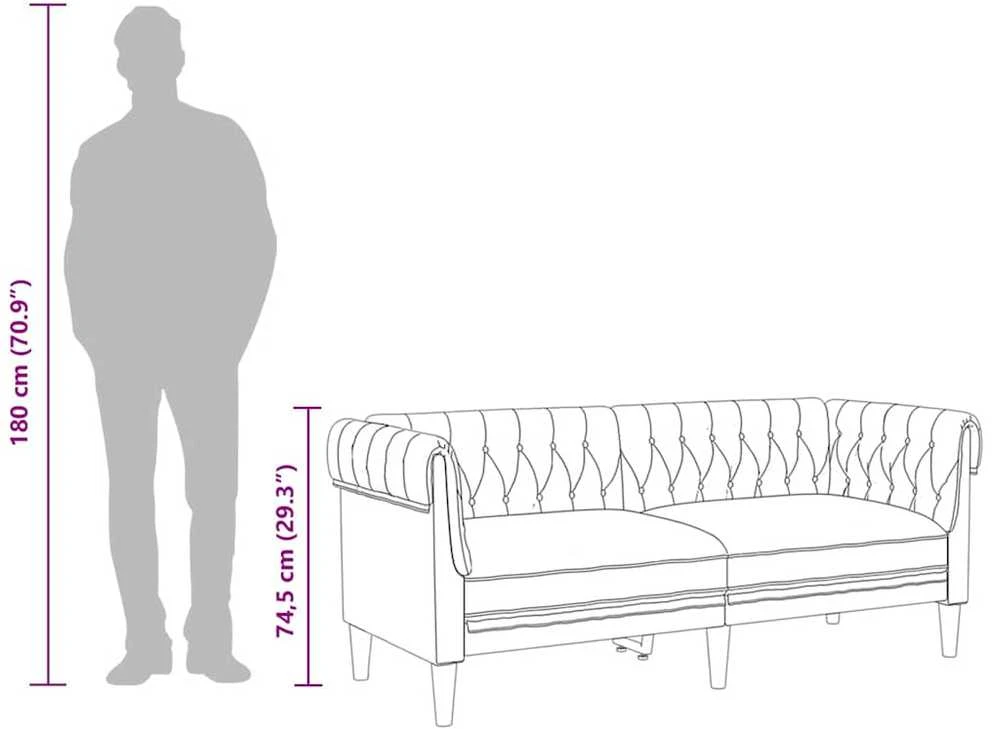 Dvivietė chesterfield sofa, mėlynos spalvos, audinys