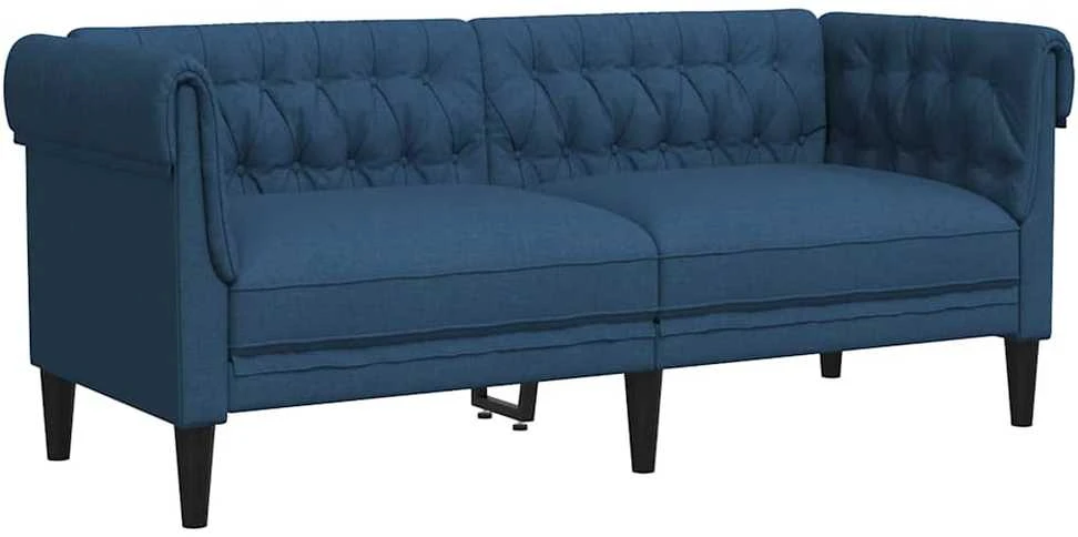 Dvivietė chesterfield sofa, mėlynos spalvos, audinys