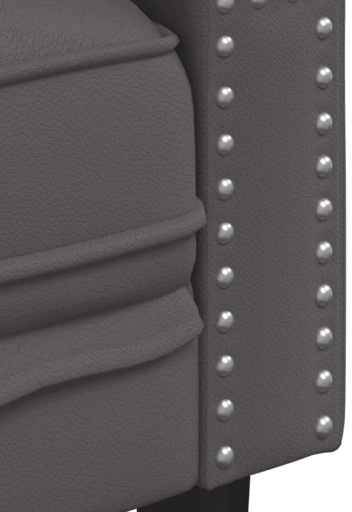 Dvivietė chesterfield sofa, pilkos spalvos, dirbtinė oda