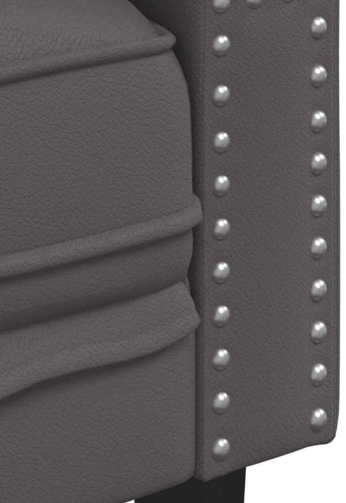 Dvivietė chesterfield sofa, pilkos spalvos, dirbtinė oda