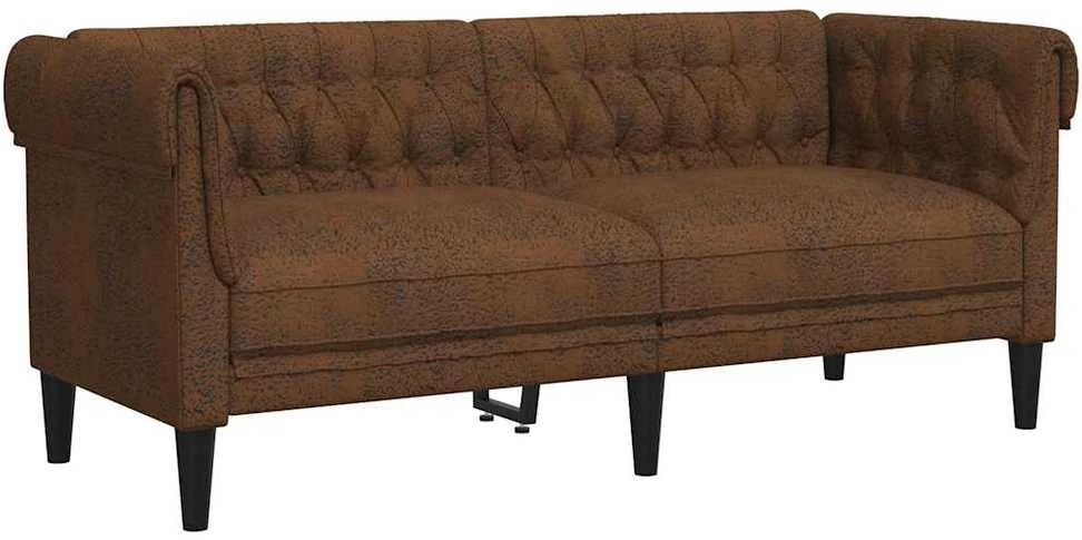 Dvivietė chesterfield sofa, rudos spalvos, audinys