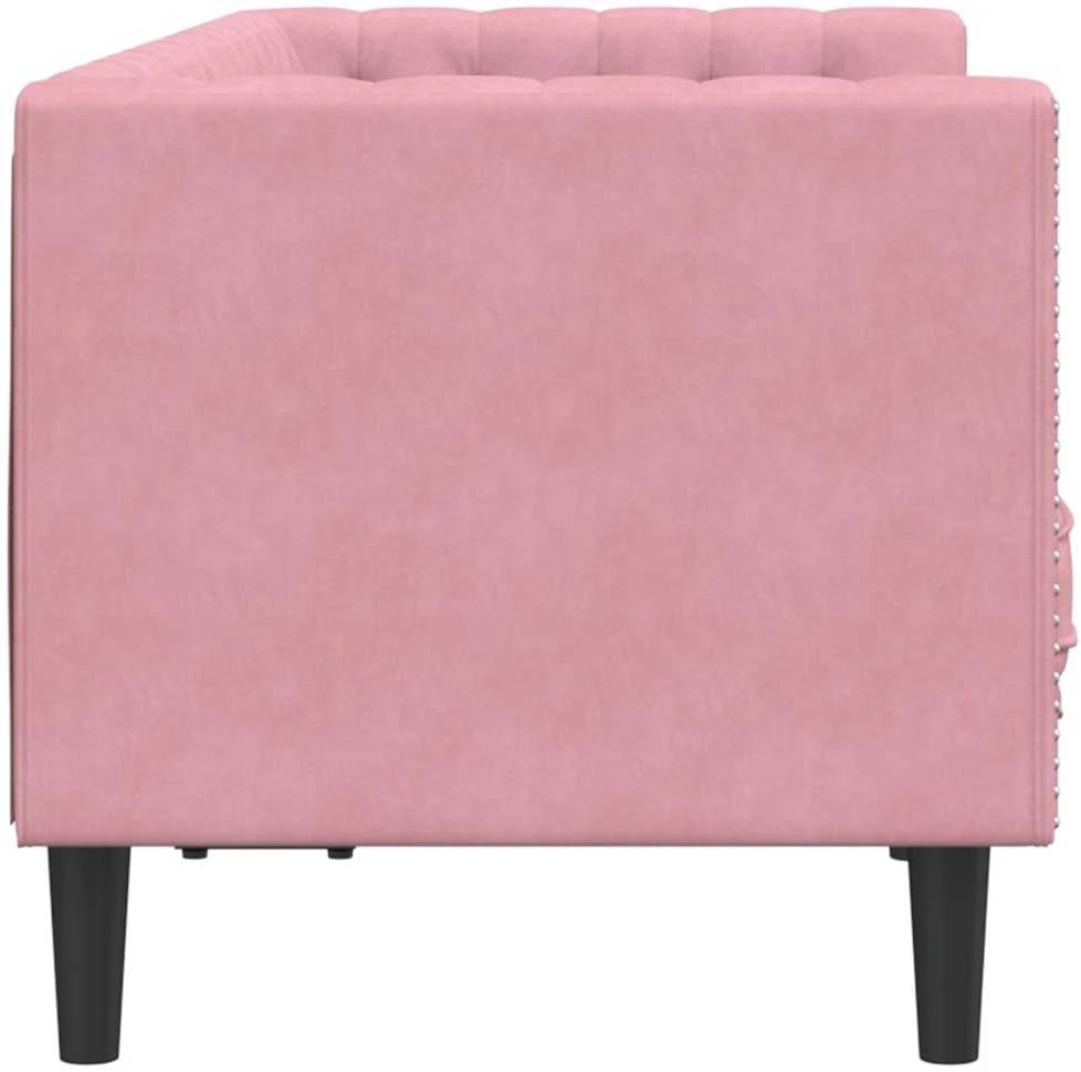 Dvivietė chesterfield sofa su pagalvėlėmis, rožinė, aksomas