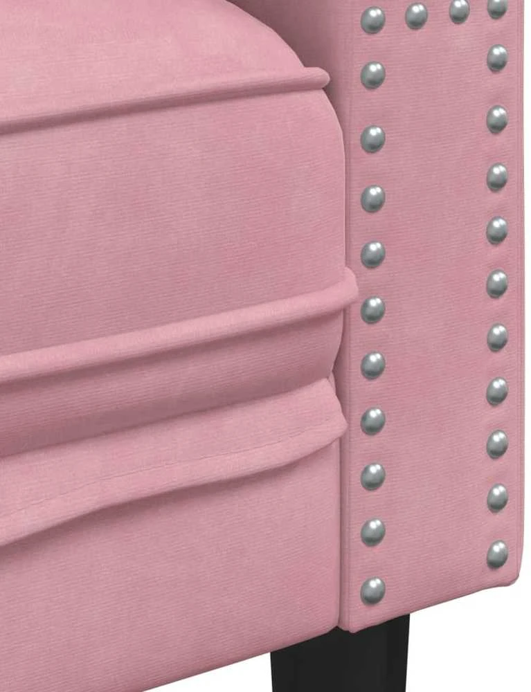 Dvivietė chesterfield sofa su pagalvėlėmis, rožinė, aksomas