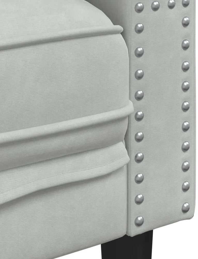 Dvivietė chesterfield sofa su pagalvėlėmis, pilka, aksomas