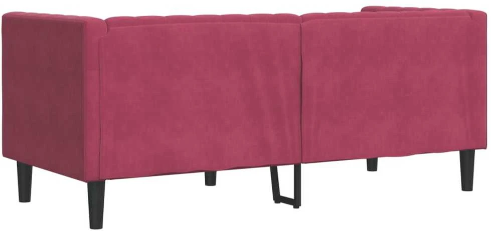 Dvivietė chesterfield sofa su pagalvėlėmis, raudona, aksomas