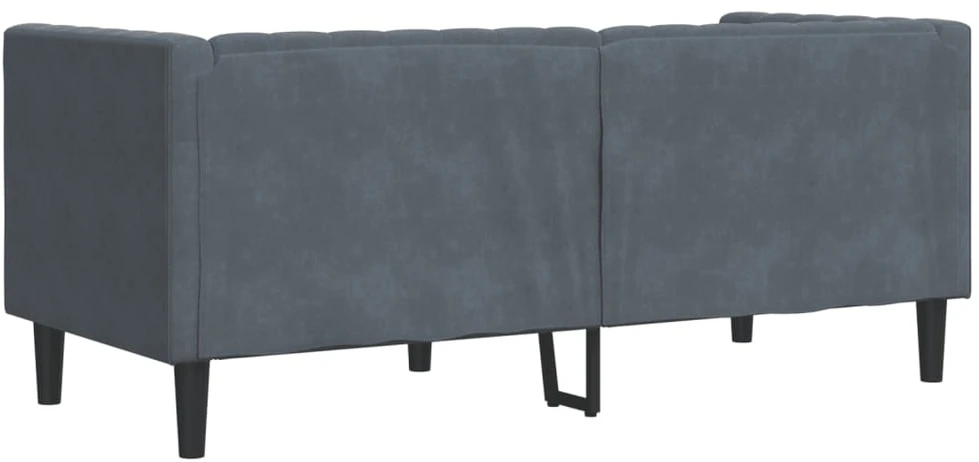 Dvivietė chesterfield sofa su pagalvėlėmis, pilka, aksomas