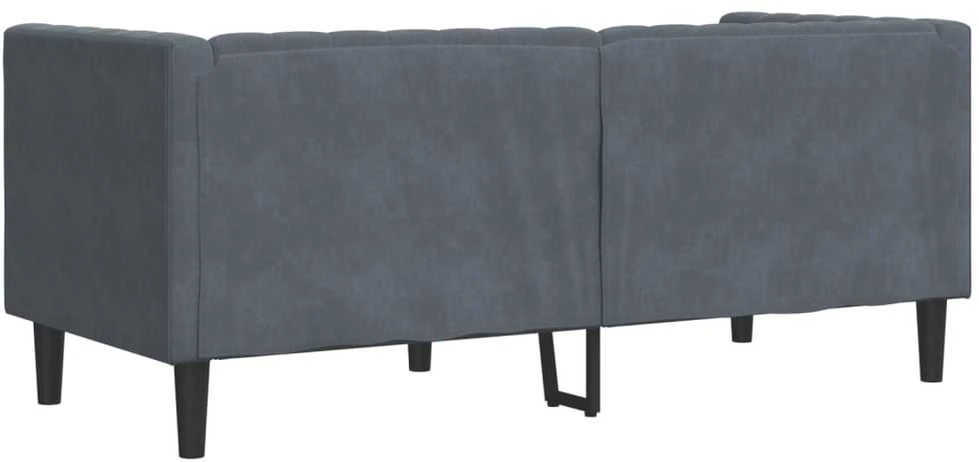 Dvivietė chesterfield sofa su pagalvėlėmis, pilka, aksomas
