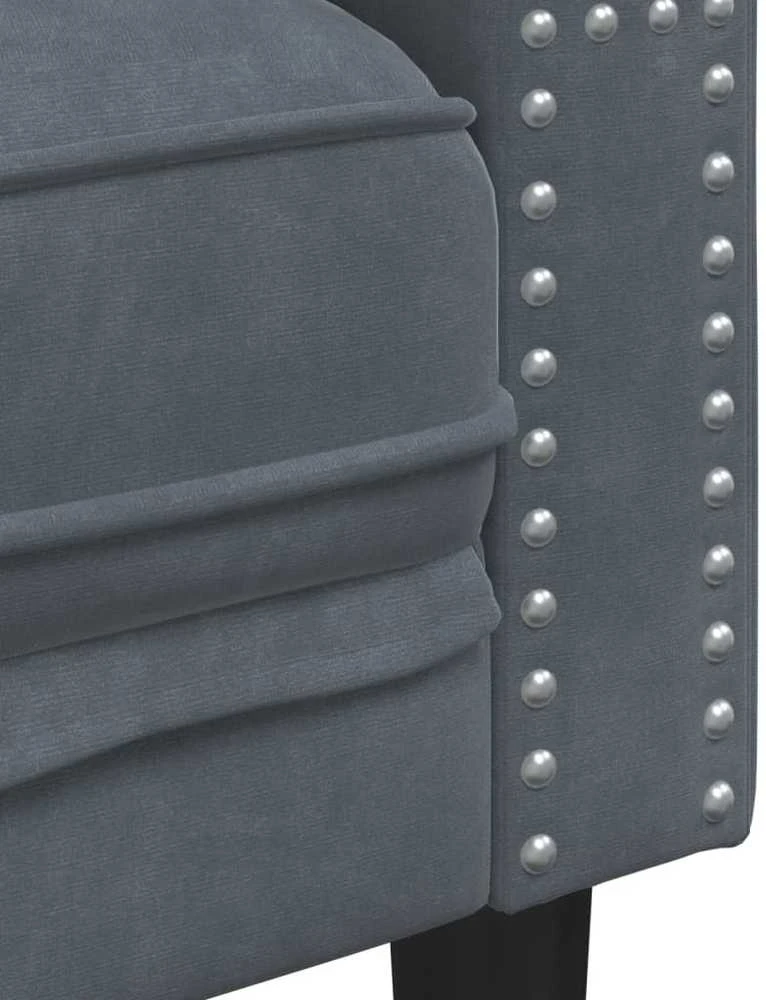 Dvivietė chesterfield sofa su pagalvėlėmis, pilka, aksomas