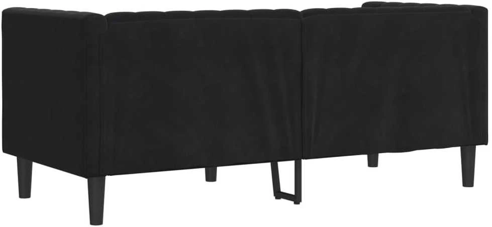 Dvivietė chesterfield sofa su pagalvėlėmis, juoda, aksomas