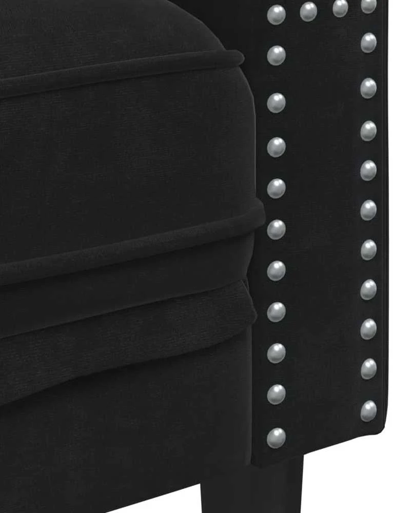 Dvivietė chesterfield sofa su pagalvėlėmis, juoda, aksomas