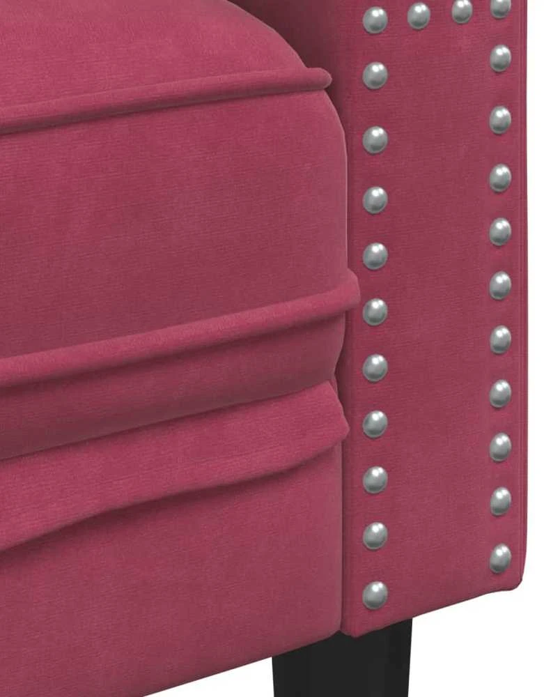 Dvivietė chesterfield sofa su pagalvėlėmis, raudona, aksomas