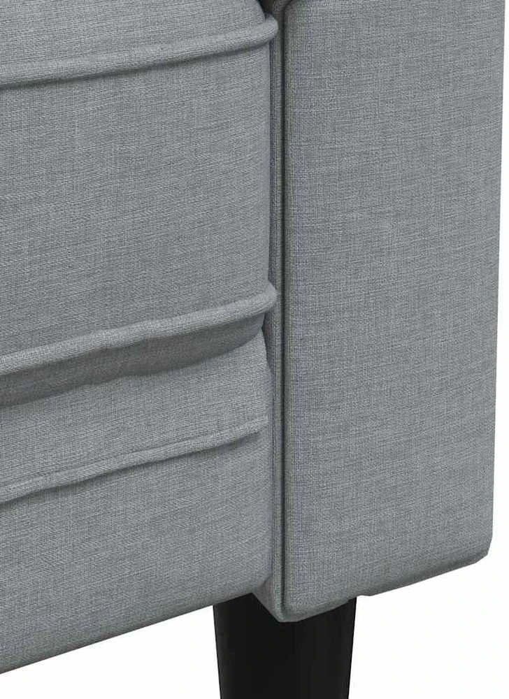 Dvivietė chesterfield sofa, šviesiai pilkos spalvos, audinys