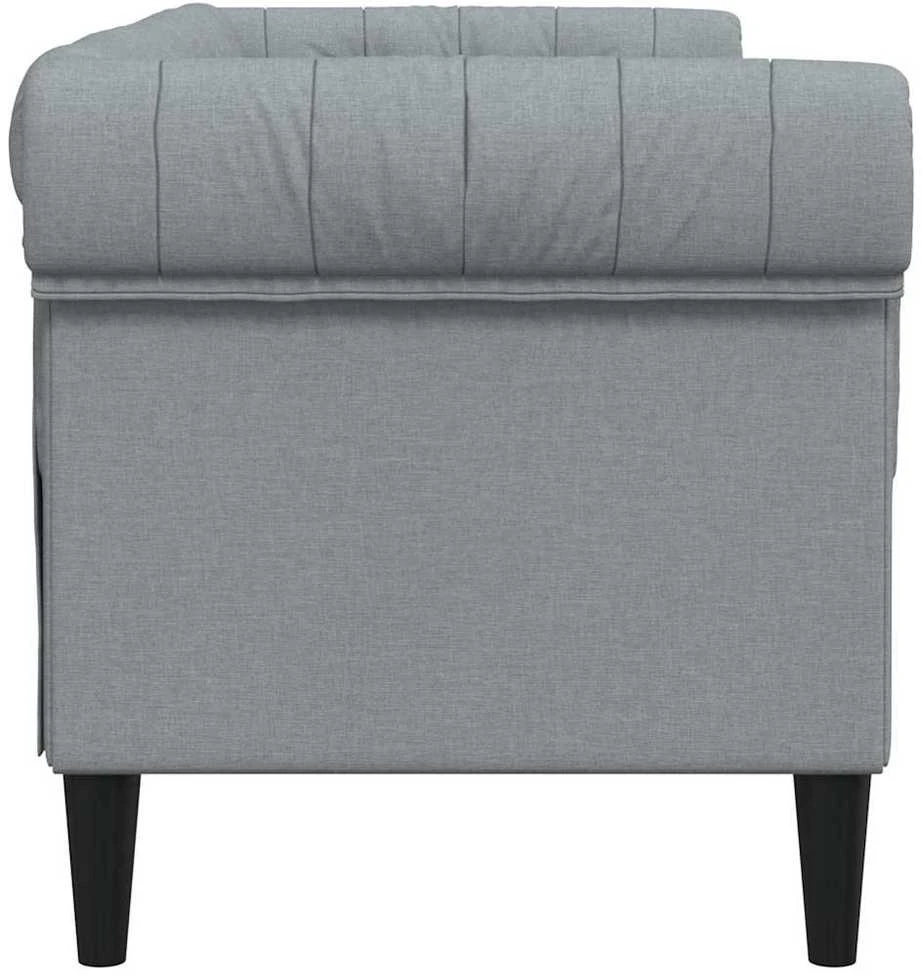 Dvivietė chesterfield sofa, šviesiai pilkos spalvos, audinys