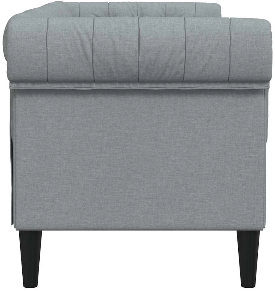 Dvivietė chesterfield sofa, šviesiai pilkos spalvos, audinys