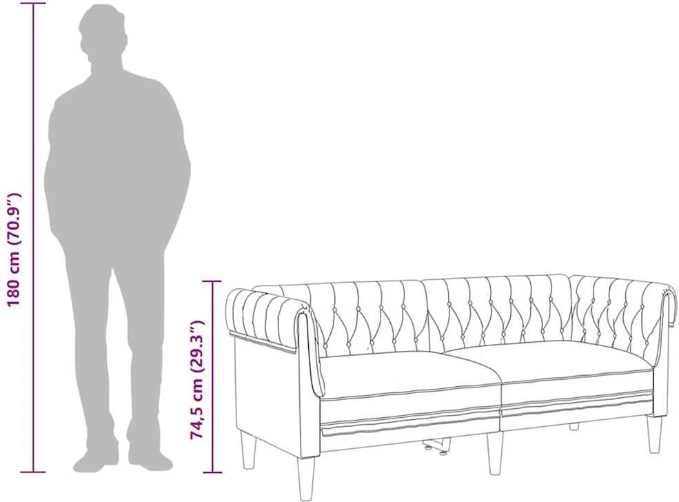 Dvivietė chesterfield sofa, tamsiai pilkos spalvos, audinys