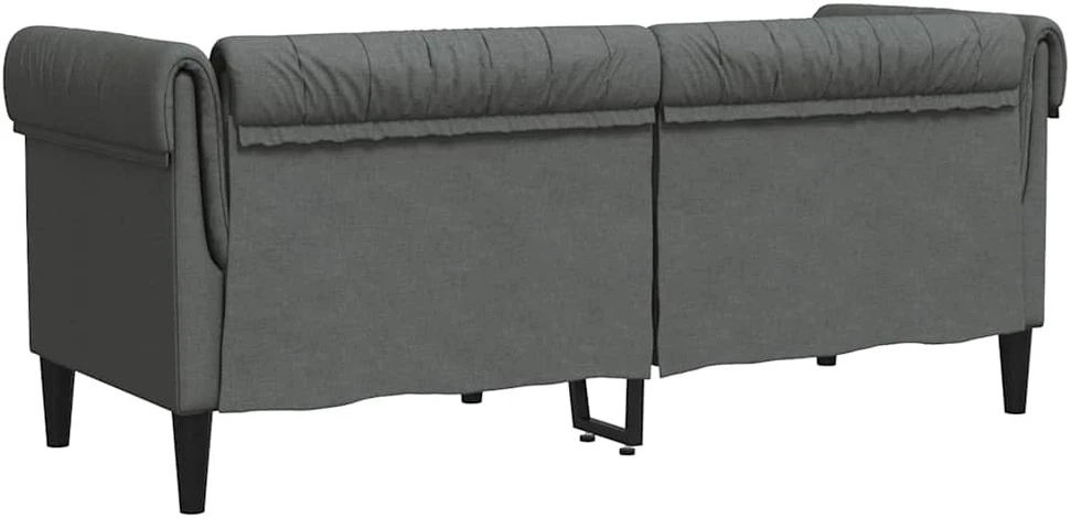 Dvivietė chesterfield sofa, tamsiai pilkos spalvos, audinys