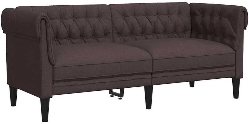 Dvivietė chesterfield sofa, tamsiai rudos spalvos, audinys