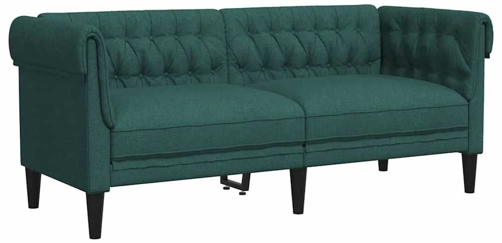 Dvivietė chesterfield sofa, tamsiai žalios spalvos, audinys