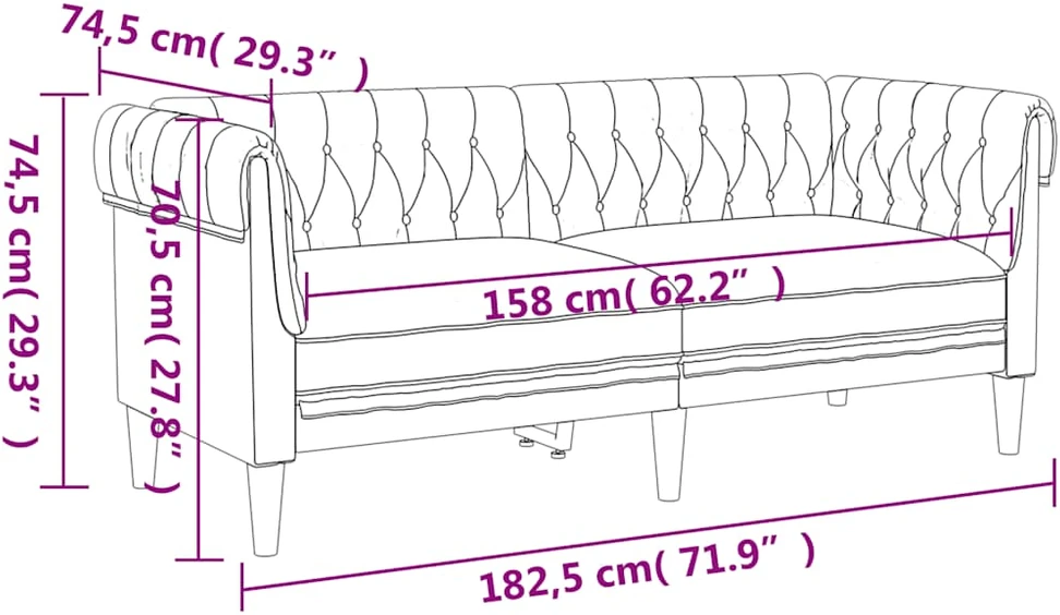 Dvivietė chesterfield sofa, taupe spalvos, audinys