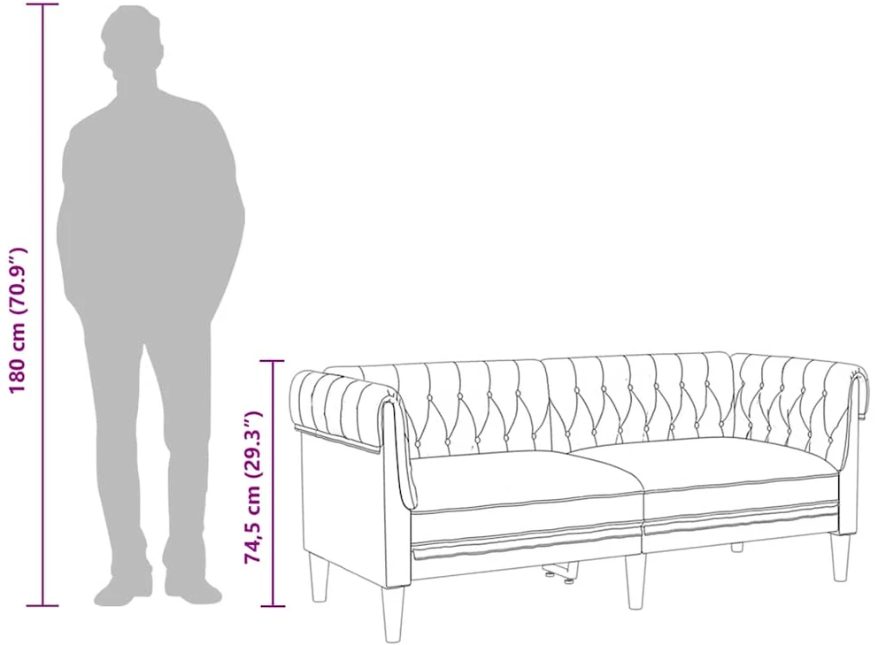 Dvivietė chesterfield sofa, taupe spalvos, audinys